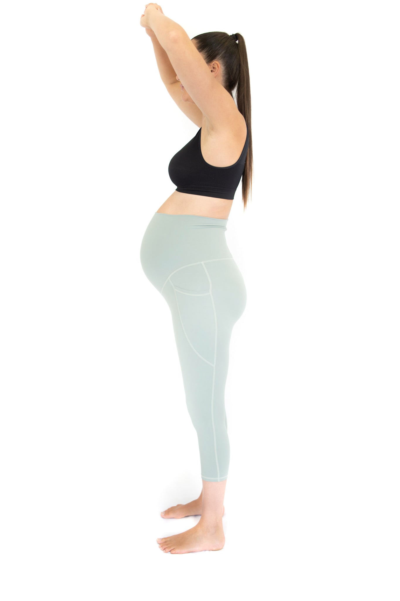 3/4 Maternity Leggings + Pockets - Spearmint- FINAL SALE ONLY