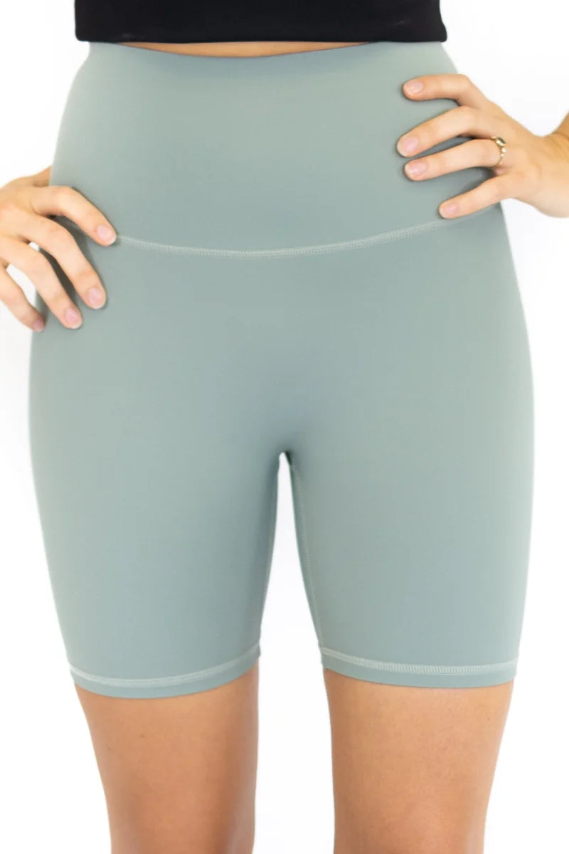 High-waisted mint green Shaper Move Shorts for final sale with limited sizes remaining